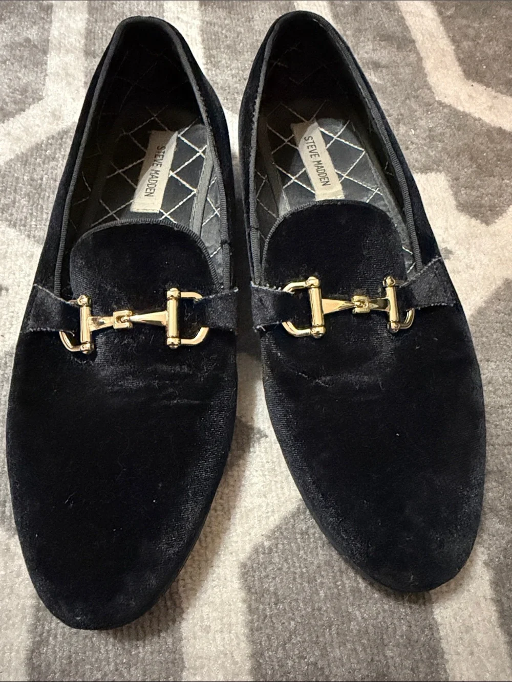 Steve Madden Black Velvet Horse Bit Loafers Sz 11